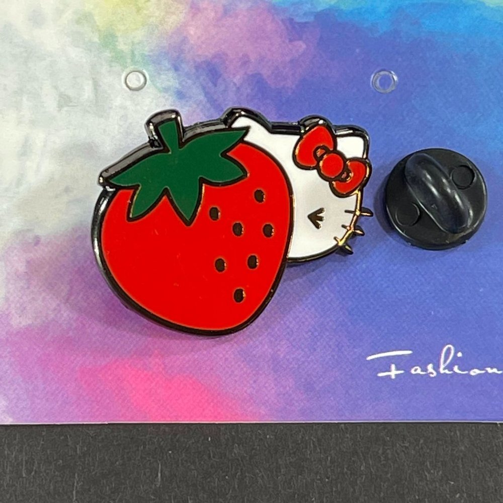 Hello Kitty Strawberry Lapel Pin Kitten Brooch Jewelry Badge Enamel Pin